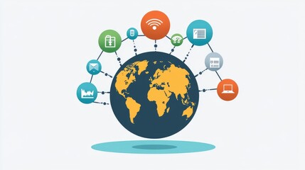 globes with network, WiFi,internet icons 