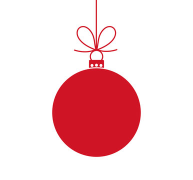 Christmas ball hanging ornament, red color bauble design element. PNG illustration.