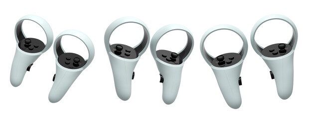 Virtual reality controllers for online and cloud gaming isolated on white background with clipping path. 3D rendering of device for augmented reality or VR © Vasyl Onyskiv