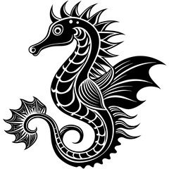 Seahorse with flowing tail and delicate fins, with intricate details vector