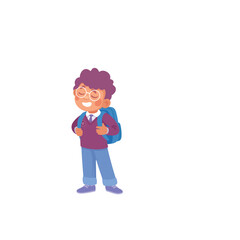 Cute Boy with Backpack Going to School Vector Illustration