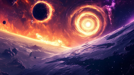 Vivid space phenomenon, suitable for high-impact visual media and educational material, space exploration scenes with interdimensional portals., space background. Space Exploration. Illustration