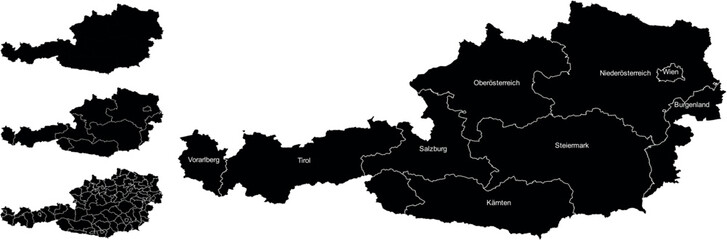 AUSTRIA MAP with its administrative divisions and regions