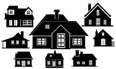 Fototapeta premium home silhouette collection and building Vector illustration design