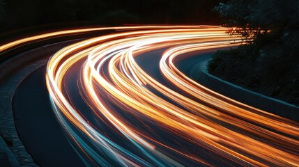 Gradually fading light trails forming a spiral, creating a sense of motion.
