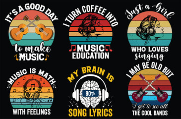 Music Retro Vintage Bundle t-shirt design.