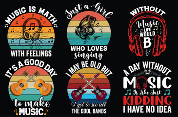 Music Retro Vintage Bundle t-shirt design.
