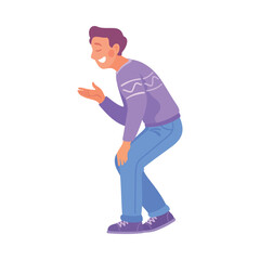 Man Character Talking to Somebody with Gesture Vector Illustration