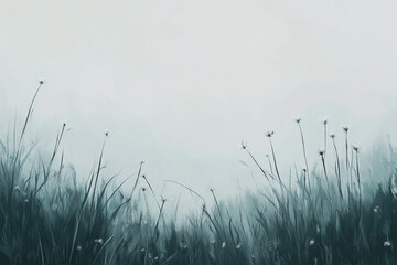 Fototapeta premium Healing, Illustration, Minimalism, Visual Arts, pastel tone white meadow Landscape,