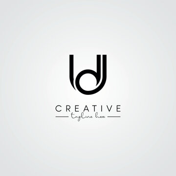 Modern Minimal Artistic Letter UD DU Logo Design. Initial Based Letter Logo Vector.