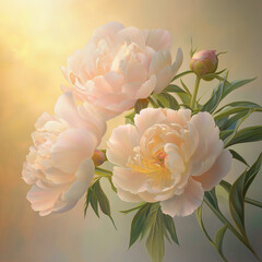 Beautiful Peach Fuzz Roses Blooming in a Garden