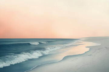 Fototapeta premium Healing, Illustration, Minimalism, Visual Arts, pastel tone white Beach,