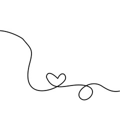Vector illustration continuous one line art drawing of outline heart design