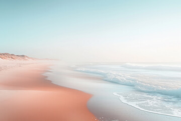 Obraz premium Healing, Illustration, Minimalism, Visual Arts, pastel tone white Beach,