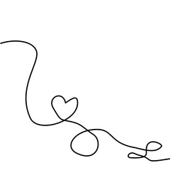 Vector illustration continuous one line art drawing of outline heart design