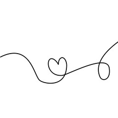 Vector illustration continuous one line art drawing of outline heart design