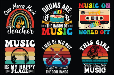 Fototapeta premium Music Retro Vintage Bundle t-shirt design.