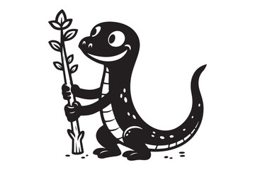 Black Lizard Shape Icon Vector Illustration