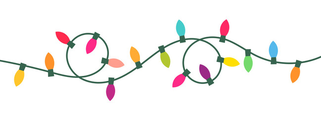 Christmas lights string design element. PNG illustartion.