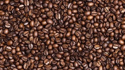 Obraz premium A close-up view of roasted coffee beans in rich brown hues arranged beautifully