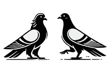 Fototapeta premium set of pigeon illustration graphic design black and white vector clip art silhouette