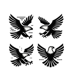 Obraz premium eagle flying silhouettes illustration graphic design black and white vector clip art