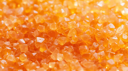 Orange translucend Plastic pellets Background Close-up Plastic granules Polymer plastic beads resin polymer
