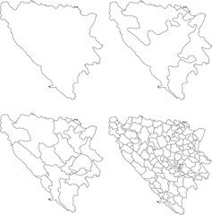 BOSNIA AND HERZEGOVINA MAP with its administrative divisions and regions