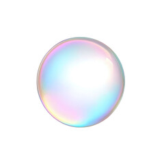 clear crystal glass transparent bubble, reflective single soap bubble isolated in white background