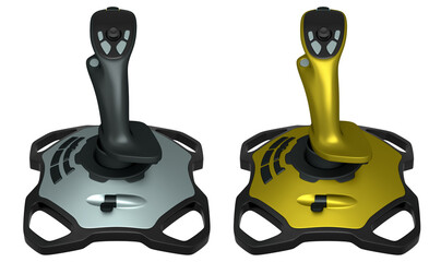 Joystick controllers for flight simulator offer incredibly immersive gaming experiences isolated on white background with clipping path © Vasyl Onyskiv