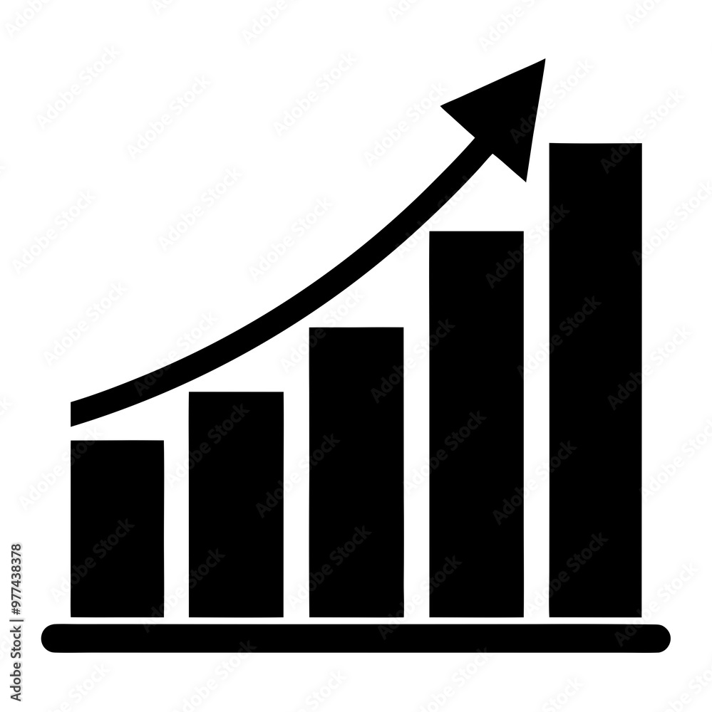 Wall mural stylized upward trending bar graph illustrating growth and success in business copy space