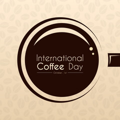 International Coffee Day. illustration of a coffee cup on a brown background