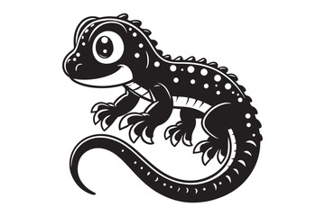 Lizard Outline Icon in Black Vector Art