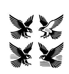 set of falcon illustration graphic design black and white vector clip art silhouette