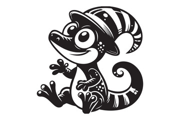 Lizard Shape Graphic Illustration in Black
