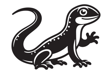 Black Lizard Vector Icon on White Background
