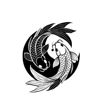 recommend clip art: koi fish yin and yang silhouettes illustration graphic design black and white vector clip art