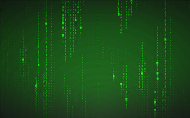 Binary code background in digital technology style. Dynamic line with zeros and ones - data and cyberspace flow concept