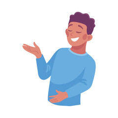 Man Character Talking to Somebody with Gesture Vector Illustration