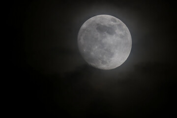 Close up moon on the Black sky