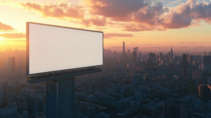 Fototapeta premium Blank Billboard Overlooking City at Dusk