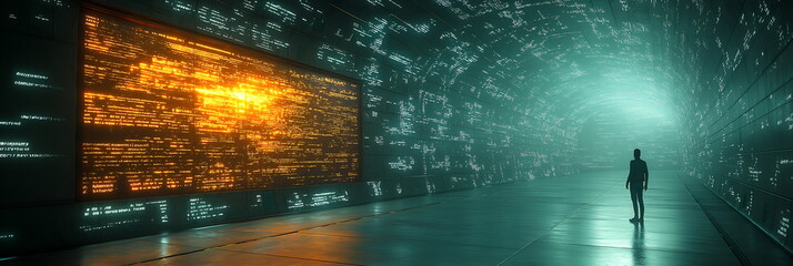 Fototapeta premium 8k, widescreen, wallpaper, paranoma futuristic scene, Transparent logistic system, sci-fi technology