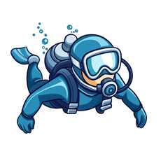 A colorful illustration of a diver swimming underwater, showcasing the thrill of exploration and marine adventure. transparent background