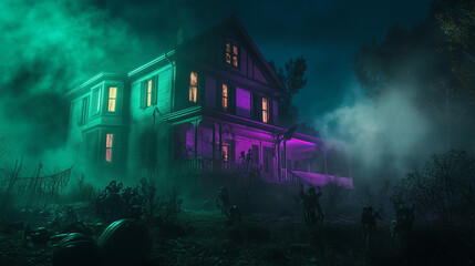Obraz premium Haunted house on Halloween night