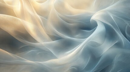 Fototapeta premium Swirling, translucent ribbons twisting in a soft, ethereal light.