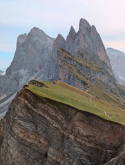 Seceda ridge in dolomite mountains
