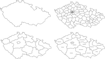 Obraz premium CZECH REPUBLIC MAP WITH DIVISIONS STATES DEPARTMENTS 