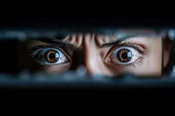 Fearful Eyes Peeking Through a Crack.