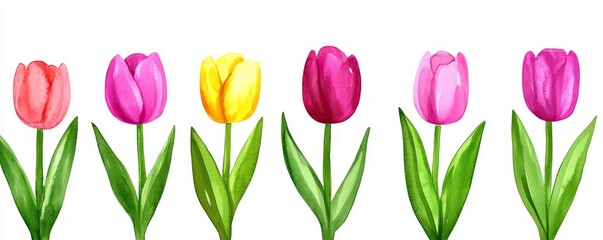 Fototapeta premium Floral bouquet illustration set - bright pink, blue, green, and leaves collections. Perfect for wedding stationary, greeting cards, fashion, and backgrounds.