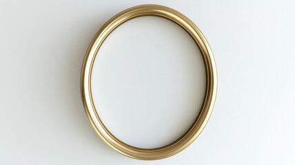 a simple oval gold frame on white background.